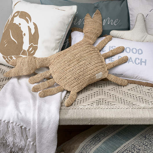 Raffia Crab Pillow Natural