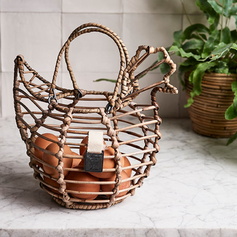 Rustic Rattan Miss Chicken Egg Holder