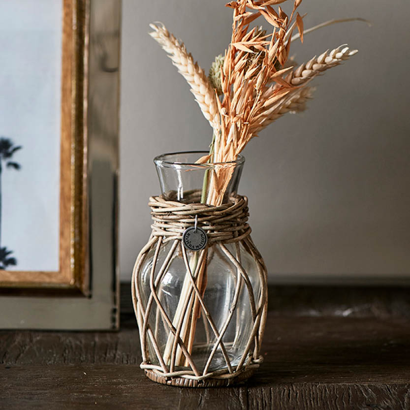 Rustic Rattan Mini Flower Vase