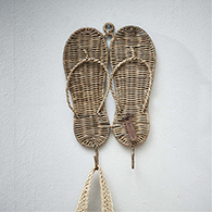 Rustic Rattan Flip Flop Cloth Hook