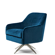 Fawcett Swivel Chair, Velvet, Ocean Blue