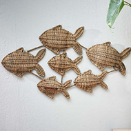 Rustic Rattan Happy Fish Wall Decoration