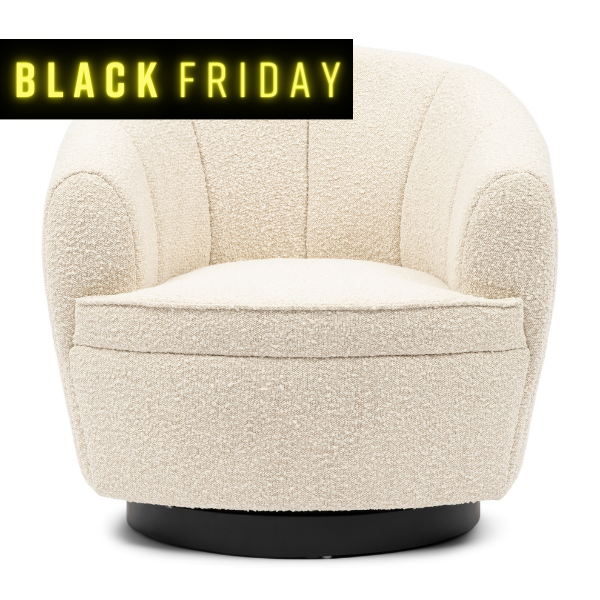 Fauteuil The Countess Swivel, White Sand, Bouclé