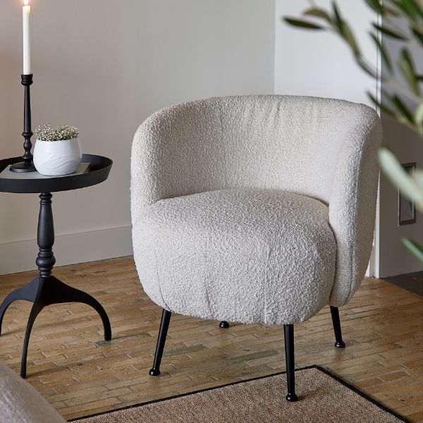 Fauteuil Corralillo, White Sand, Bouclé