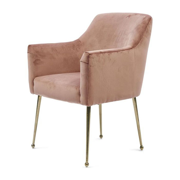 The Smith Dining Armchair, velvet III, rose stain