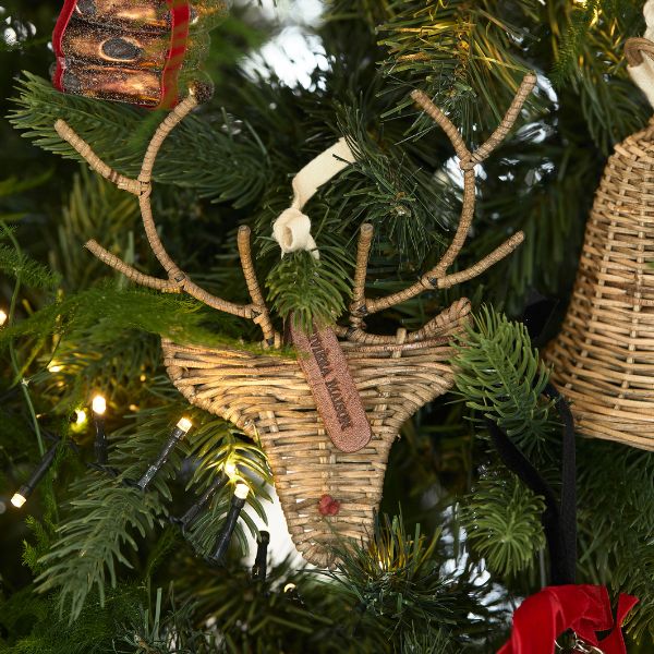 Rustic Rattan Rudolph Ornament