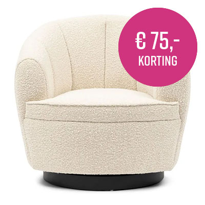 Fauteuil The Countess Swivel, White Sand, Bouclé