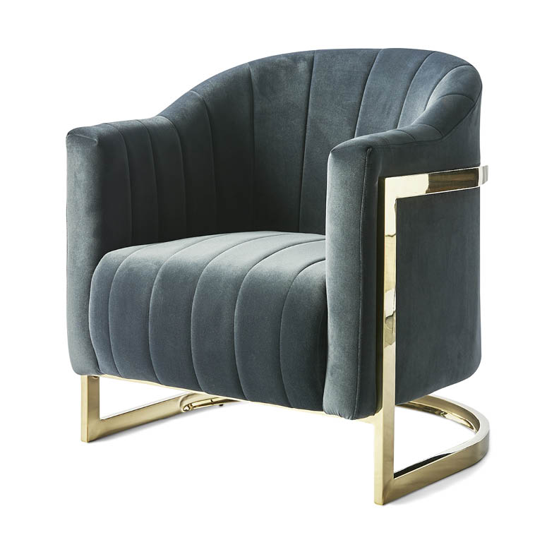 Elysee Armchair, Velvet, Midnight Grey