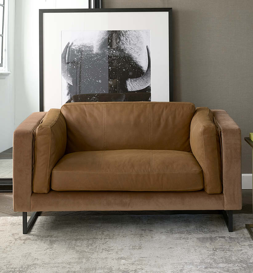 Biltmore Love Seat, Leather, Cognac