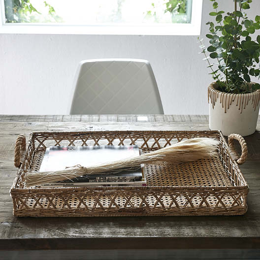 Rustic Rattan Bali Serving Tray