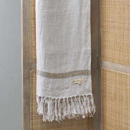 Basic Bliss Natural Linen Throw off white 180x130