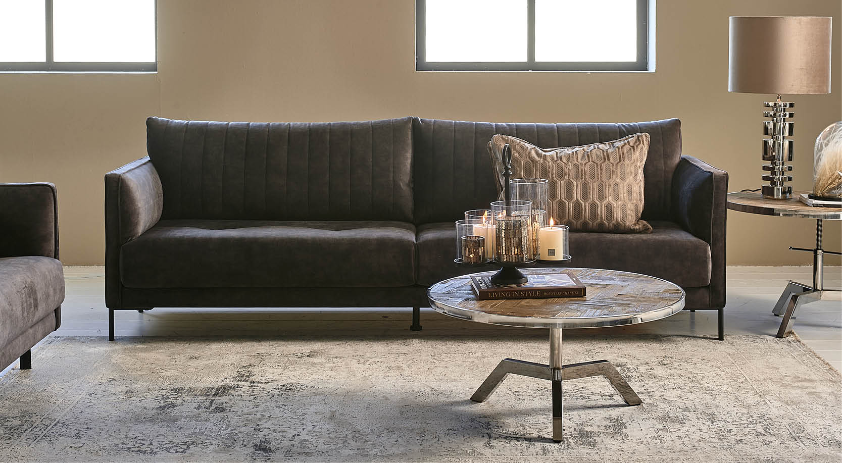 Bal Harbour Sofa 3,5 Seater, Velvet, Grimaldi Grey