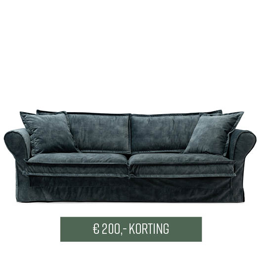 Carlton Sofa 3,5 Seater, Velvet, Mineral Blue