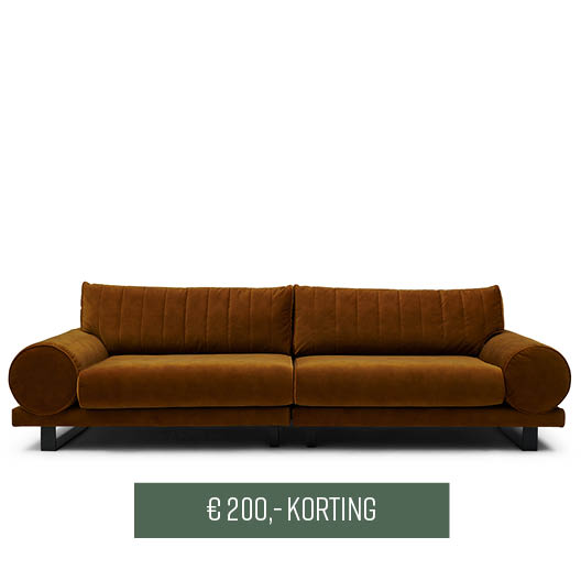 Collins Sofa 3,5 Seater, Velvet, Golden Brown