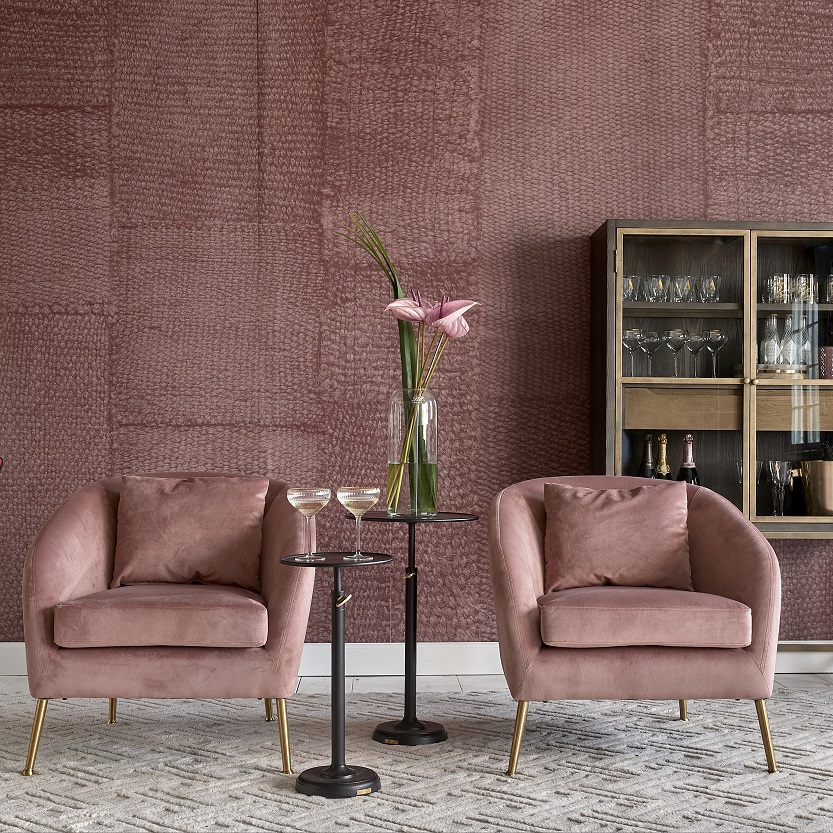 Montmartre Armchair Gold Leg, Velvet III, Rose Stain