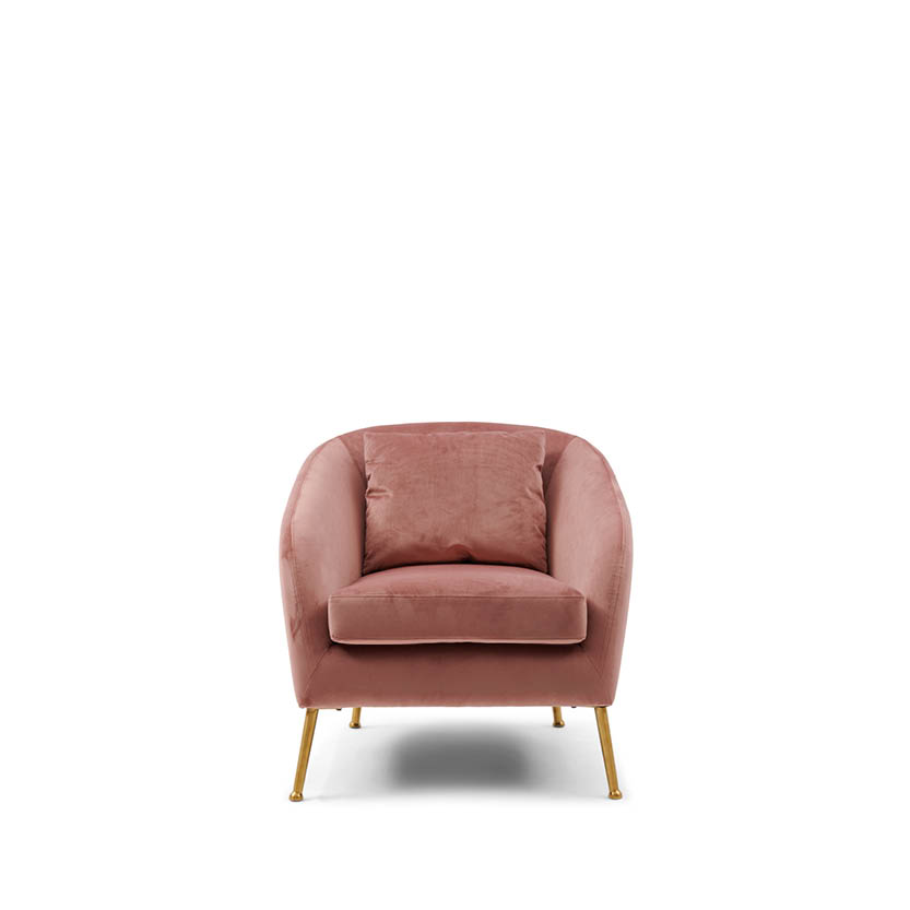 Montmartre Armchair Gold Leg, Velvet III, Rose Stain