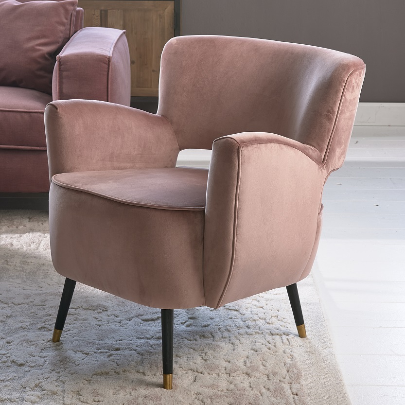 Laurel Armchair, velvet III, Rose Stain