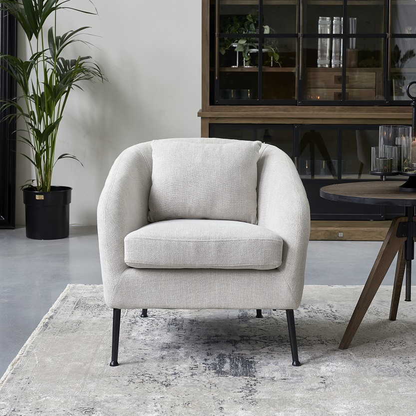 Montmartre Armchair Black Leg, Mouline Linen, Fabulous Flax