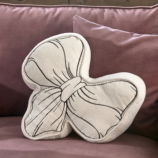 Ballad Mauve Bow Pillow White