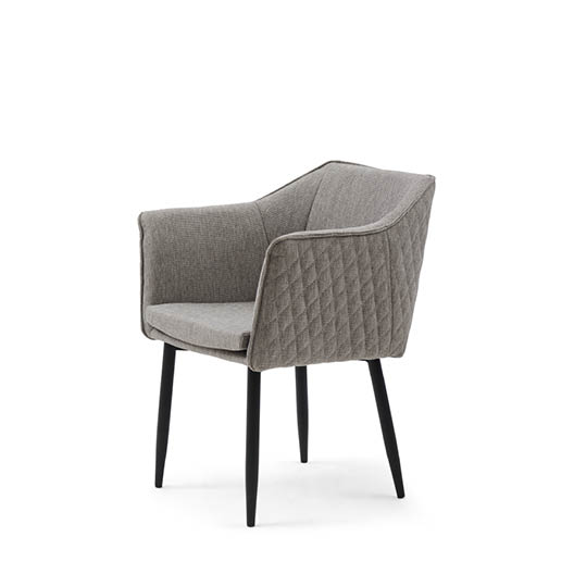 Megan Dining Armchair Black Leg, Mélane Weave, Fog