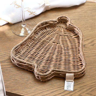 Rustic Rattan Bell Mini Tray