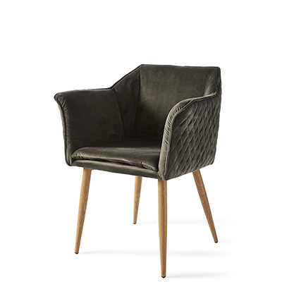 Megan Dining Armchair, Velvet, Slate Grey