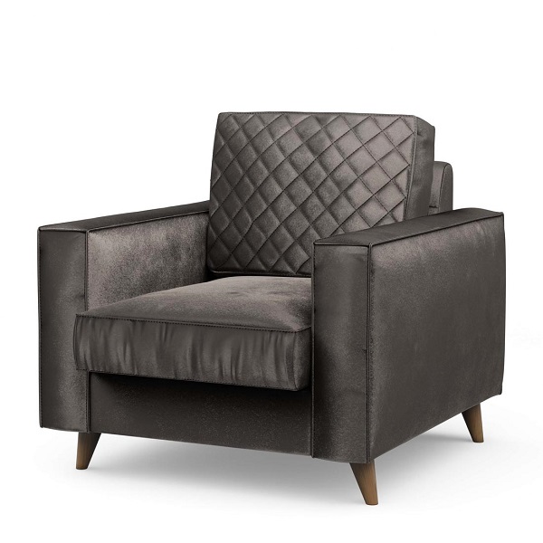 Kendall Armchair, Velvet, Grimaldi Grey