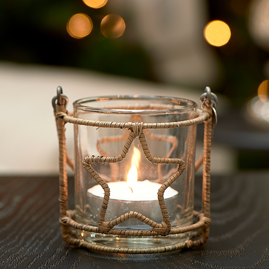 Rustic Rattan Christmas Star Votive