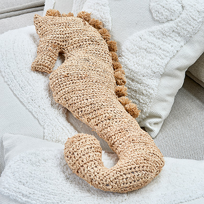 Sea Horse Raffia Pillow