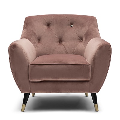 Modena Armchair, Velvet III, Rose Stain