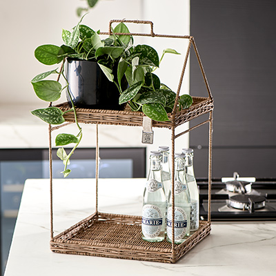 Rustic Rattan House Cabinet Tray Square