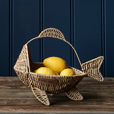 Rustic Rattan Happy Fish Basket