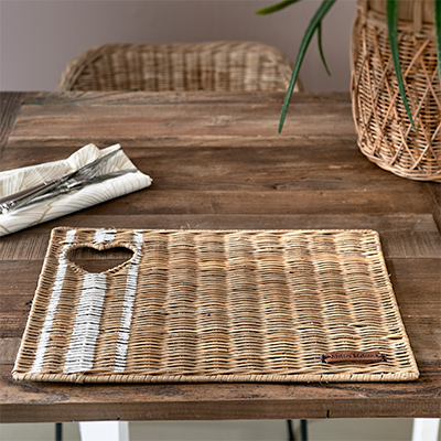 Rustic Rattan With Love Placemat