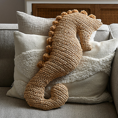 Sea Horse Raffia Pillow