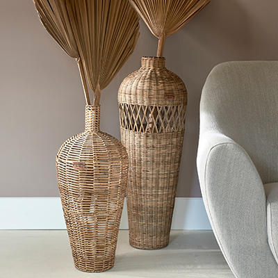 Rustic Rattan Weave Vase