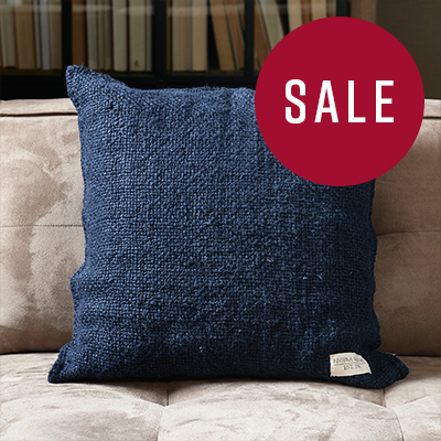 Rough Linen Pillow Cover Blue