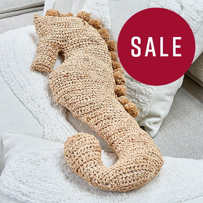 Sea Horse Raffia Pillow