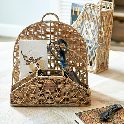 Rustic Rattan Organise Your Desk Basket