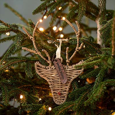 Rustic Rattan Rudolph Ornament