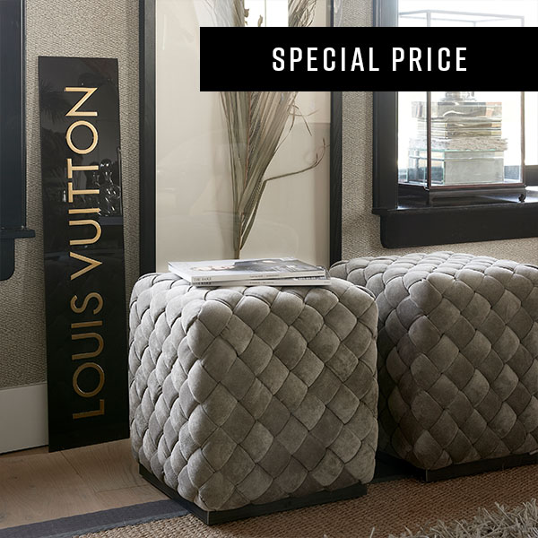 Room 48 Stool 40x40 Fine Tweed Pebbles