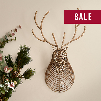 Rustic Rattan Christmas Reindeer Wall Decoration