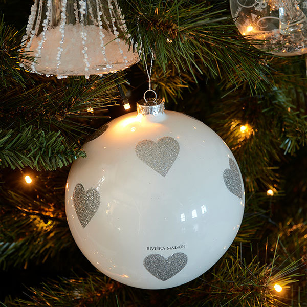 Lovely Hearts Ornament White Dia 15