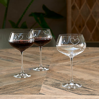 With Love Red Wine Glass