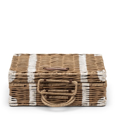 Rustic Rattan Suitcase Tea Box 