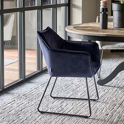 Frisco Drive Dining Armchair, velvet III, indigo