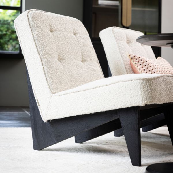 St. Moritz Lounge Chair, bouclé, white sand